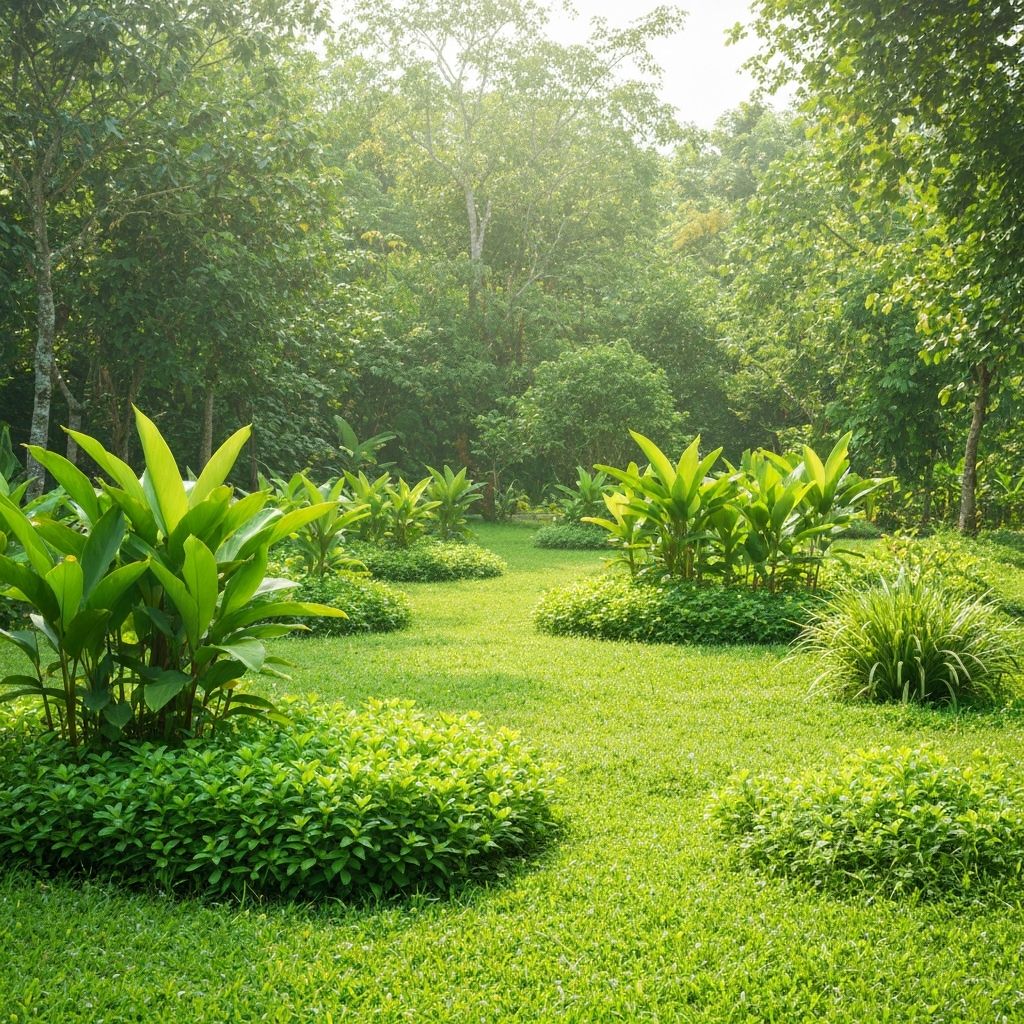 Tropical landscape with green plants